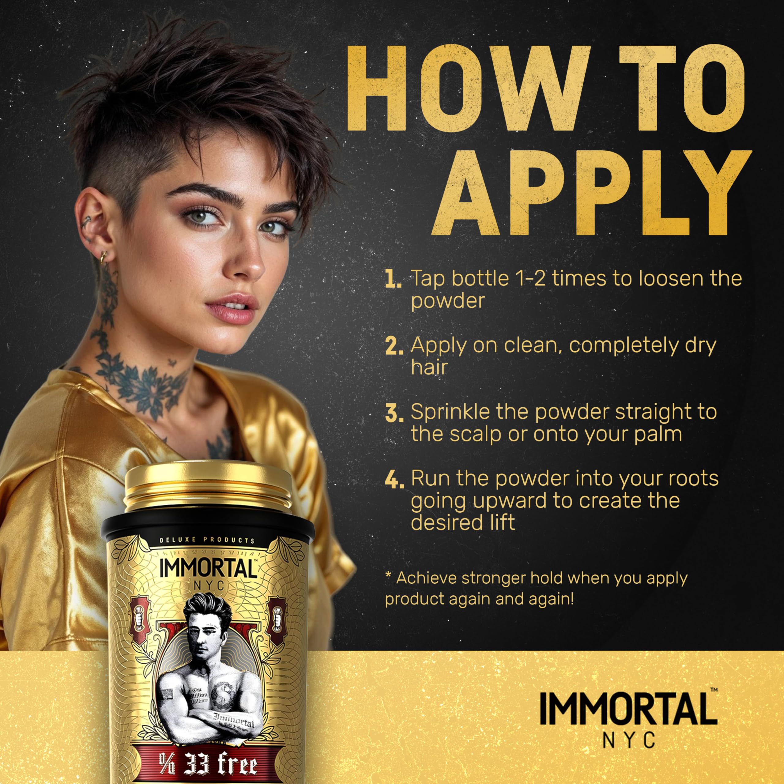 Immortal NYC side-profile result showing matte natural look benefit