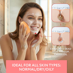 IMPRESA pad in hand showing size and easy grip for controlled exfoliation