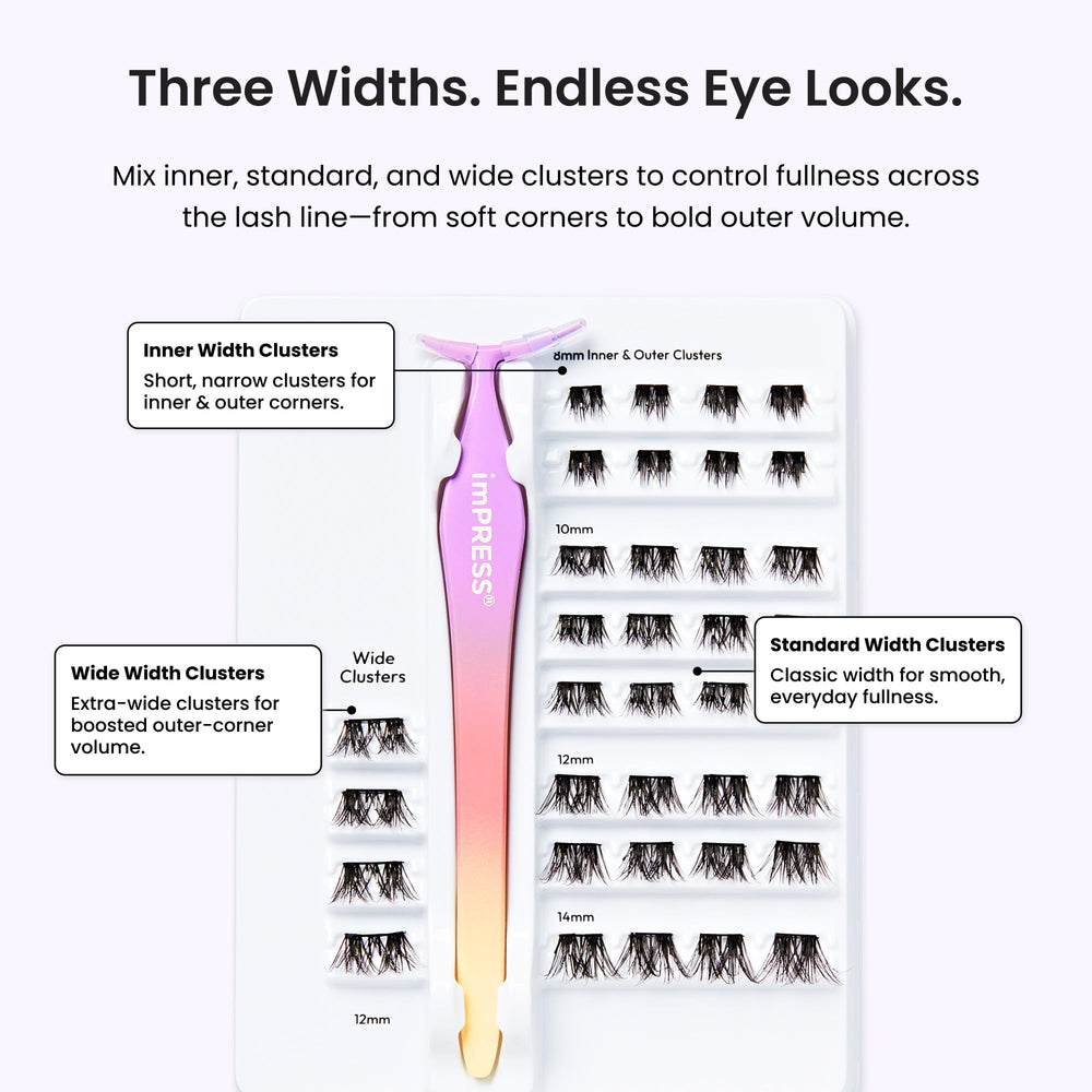 imPRESS applied on a model eye illustrating comfortable wear benefit