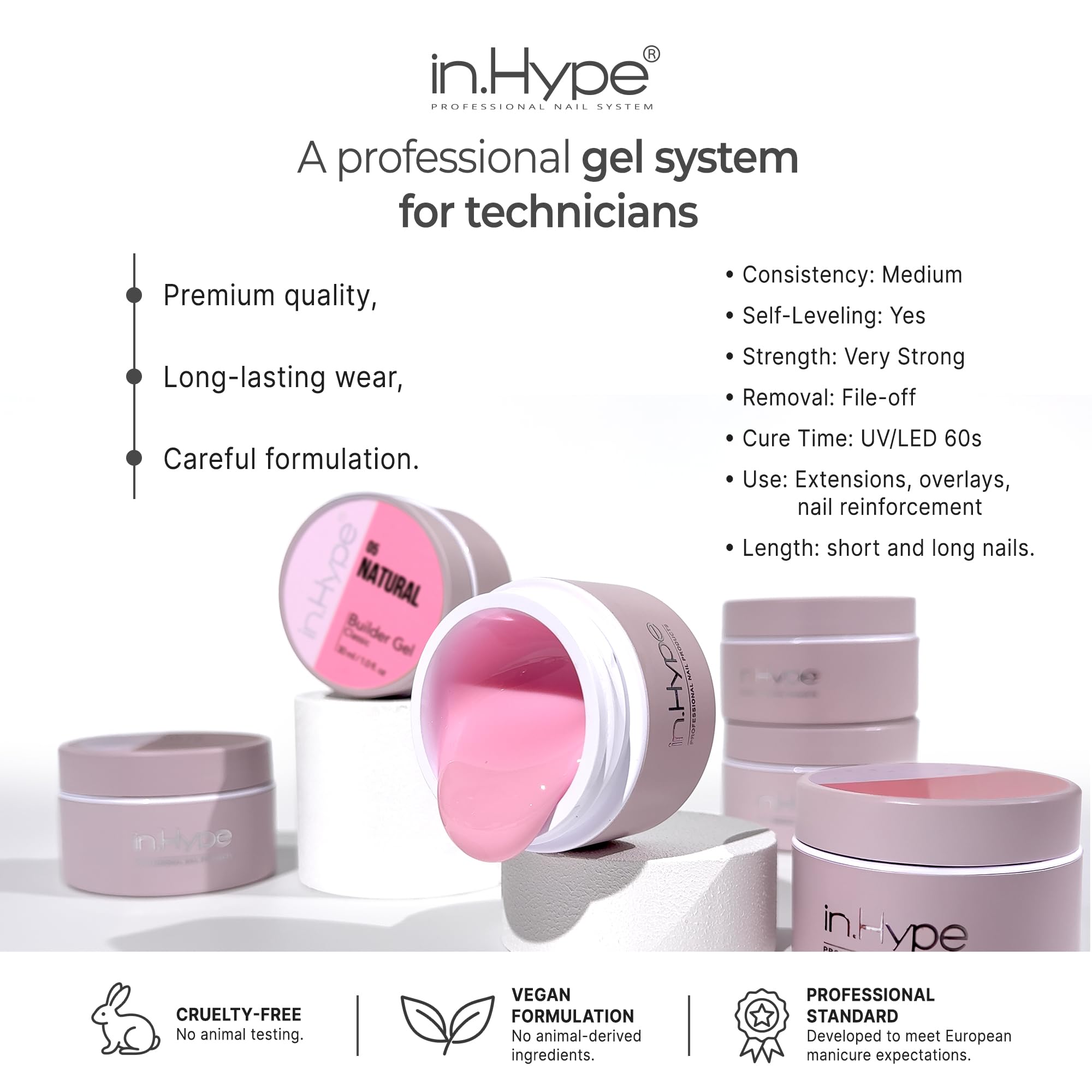 IN.HYPE close-up gel texture demonstrating smooth self-leveling benefit