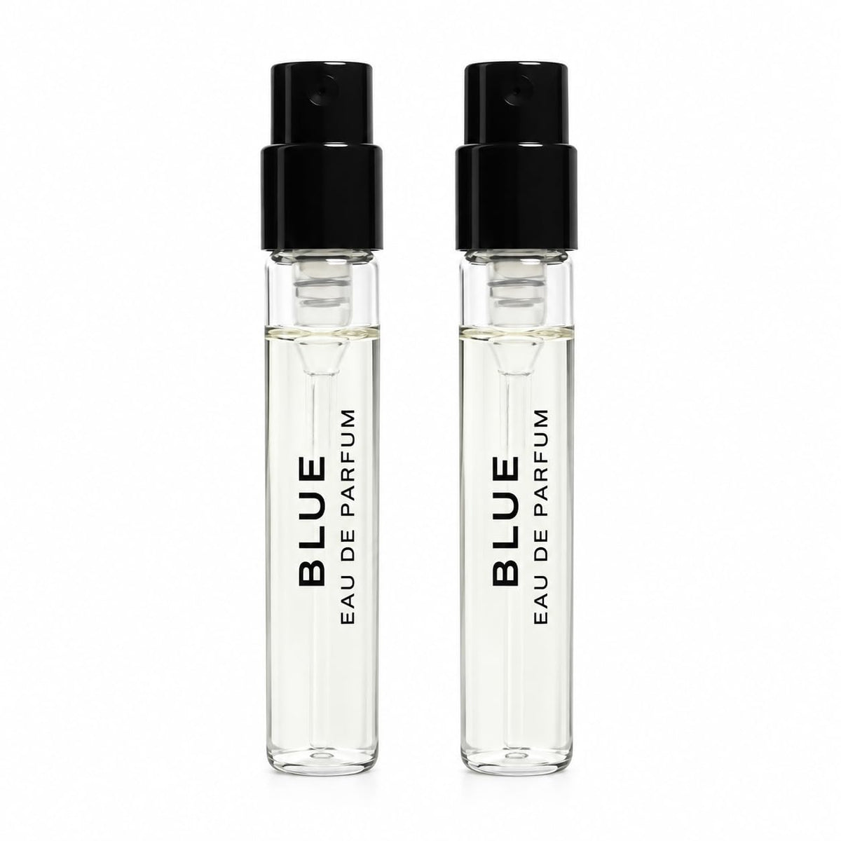 In1mart front view of two Bleu sample vials showing packaging and portability benefit
