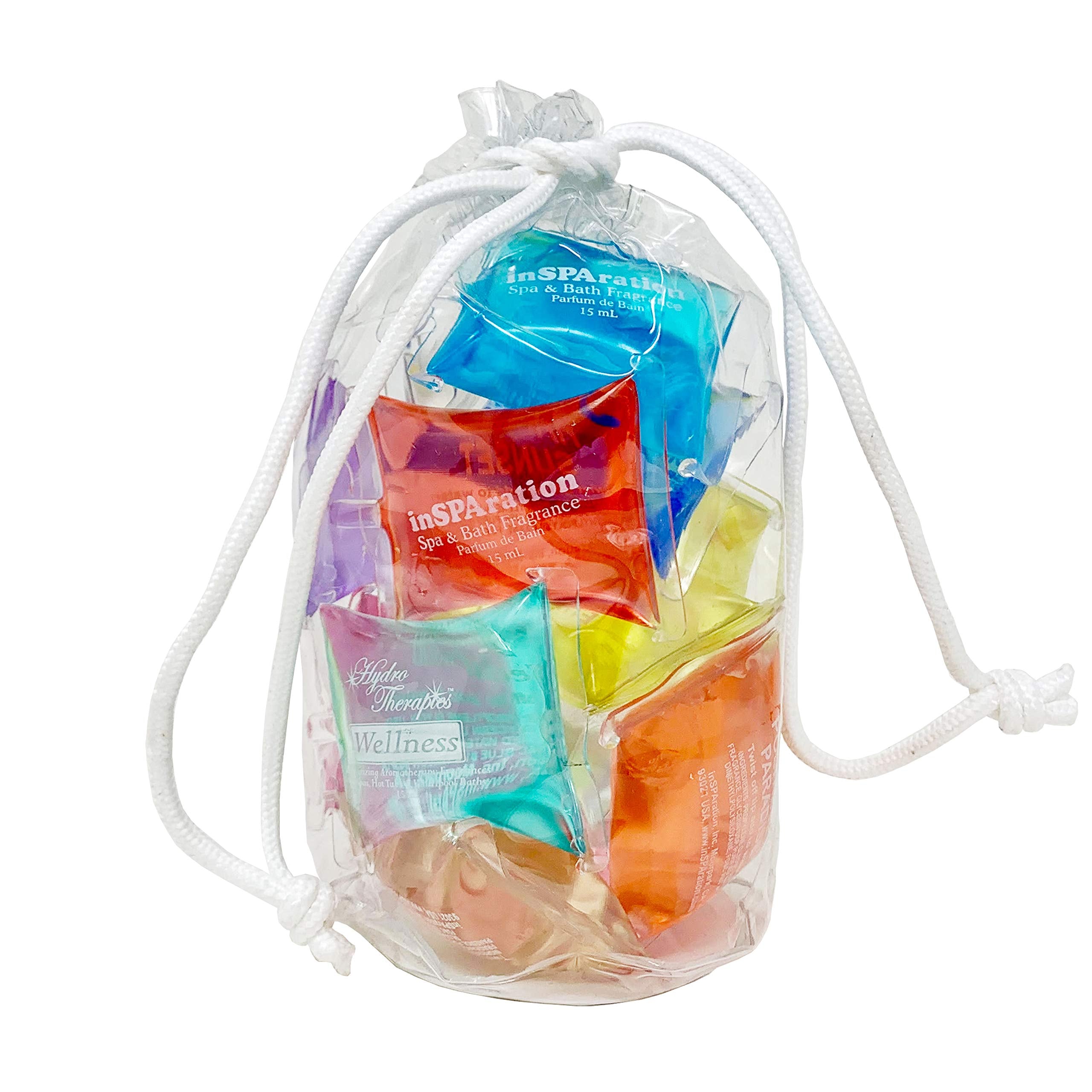 inSPAration gift bag front view showing assorted pillow packets and convenience