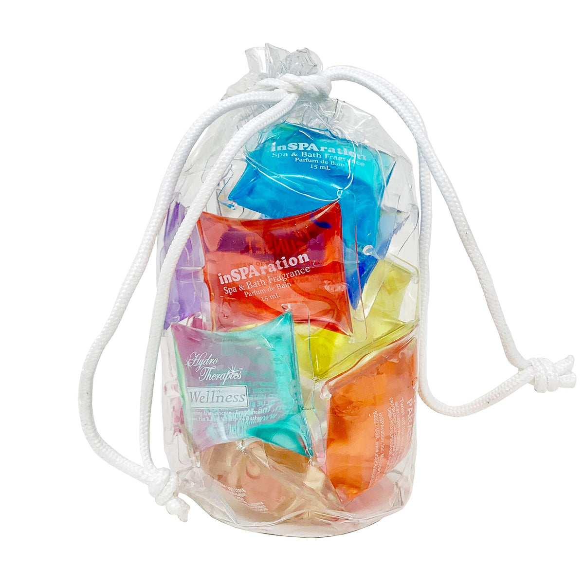 inSPAration gift bag front view showing assorted pillow packets and convenience