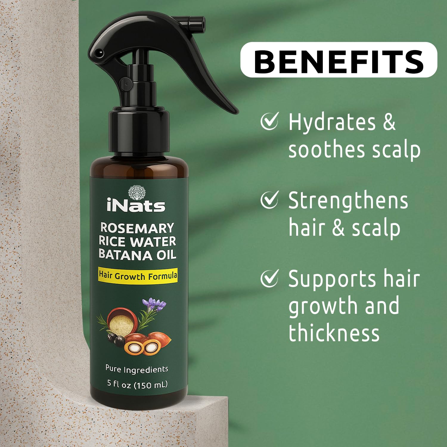 iNats bottle on bathroom counter conveying daily routine ease