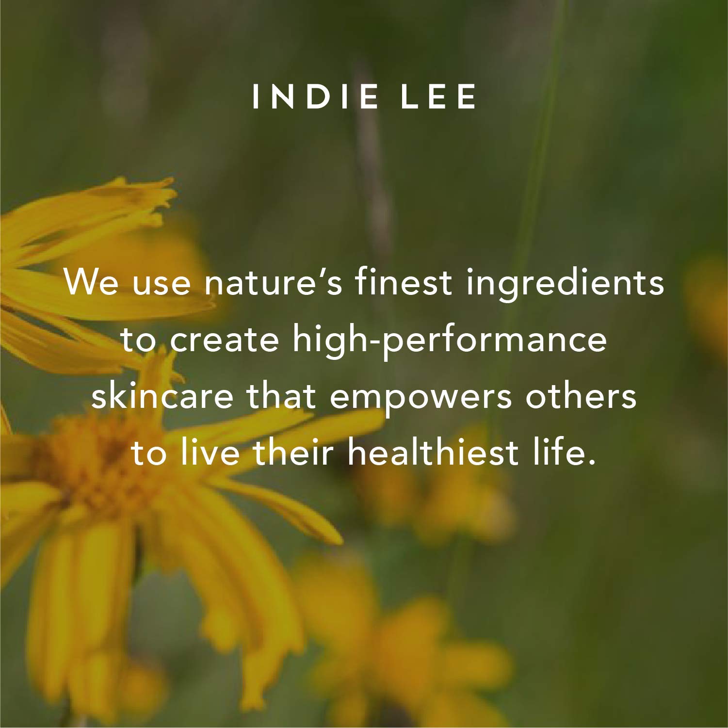Indie Lee label detail highlighting ingredient transparency and purity