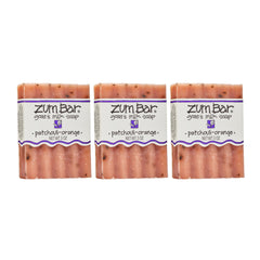 Indigo Wild front packaging showing three patchouli-orange bars and clear labeling benefit: recognizably natural