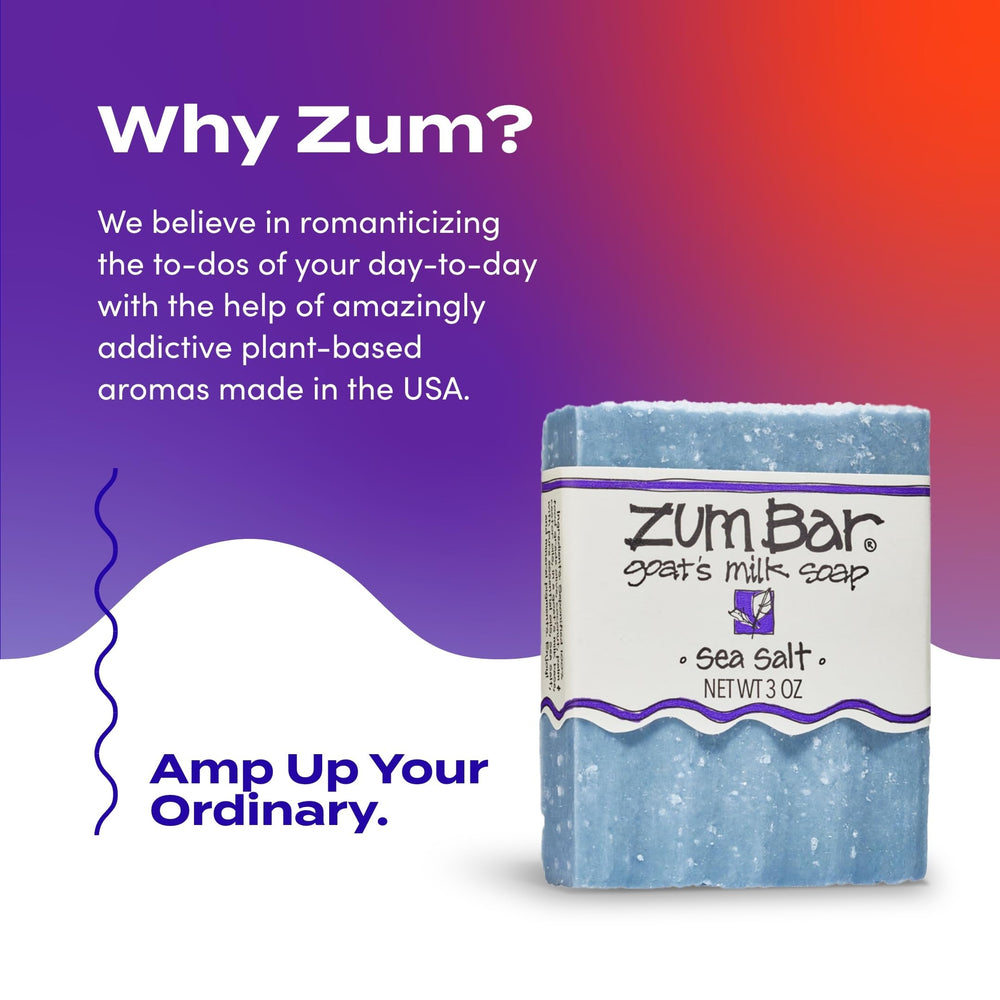 Label close-up on Indigo Wild Zum bar showing scent notes and handcrafted origin for trust
