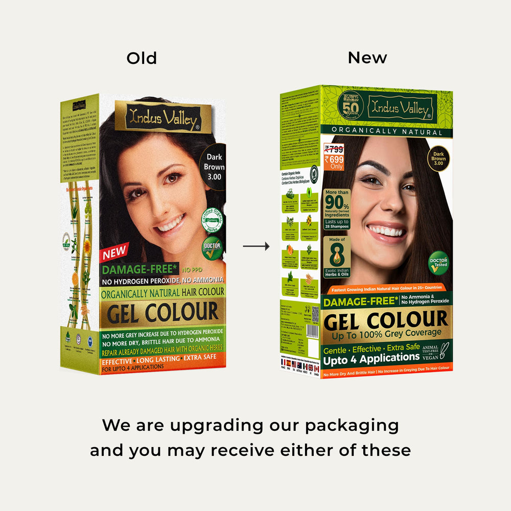 Application of Indus Valley gel on hair for even grey coverage benefit