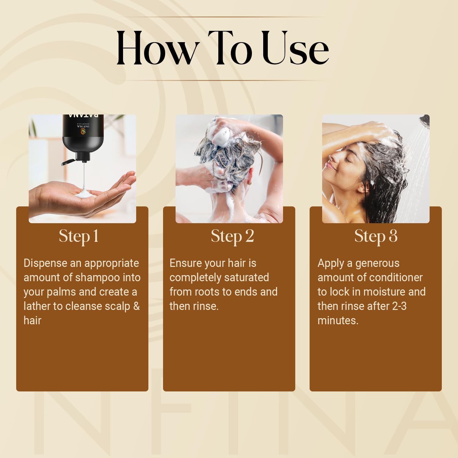 INFINA ESSENTIALS shampoo in shower demonstrating scalp-refreshing use