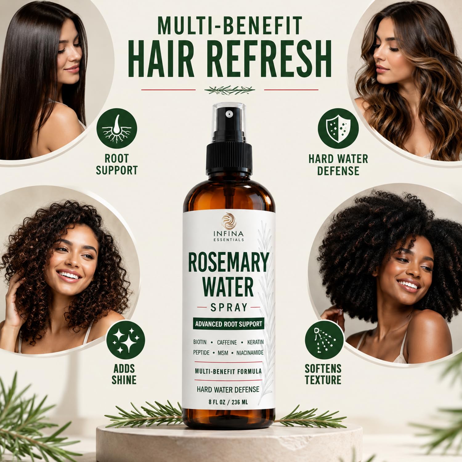 INFINA ESSENTIALS mist droplets demonstrating lightweight absorption benefit