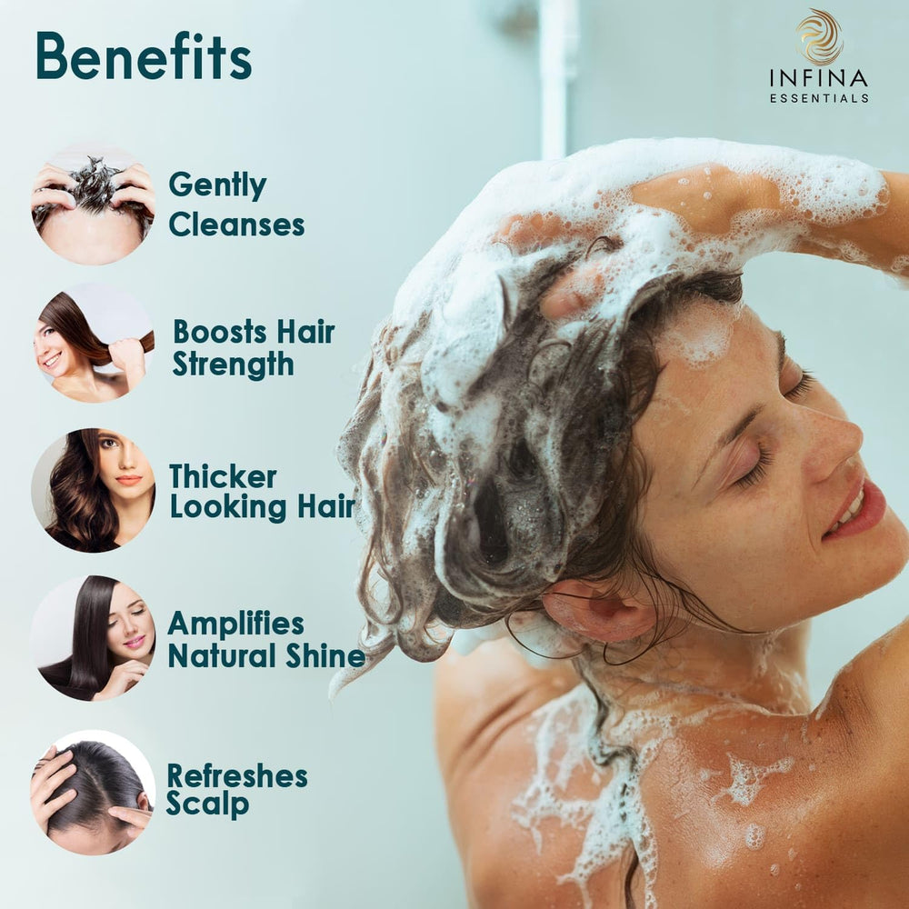 INFINA ESSENTIALS creamy lather texture demonstrating gentle cleanse