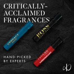 Infinite Scents vial held in hand to show scale and travel convenience benefit
