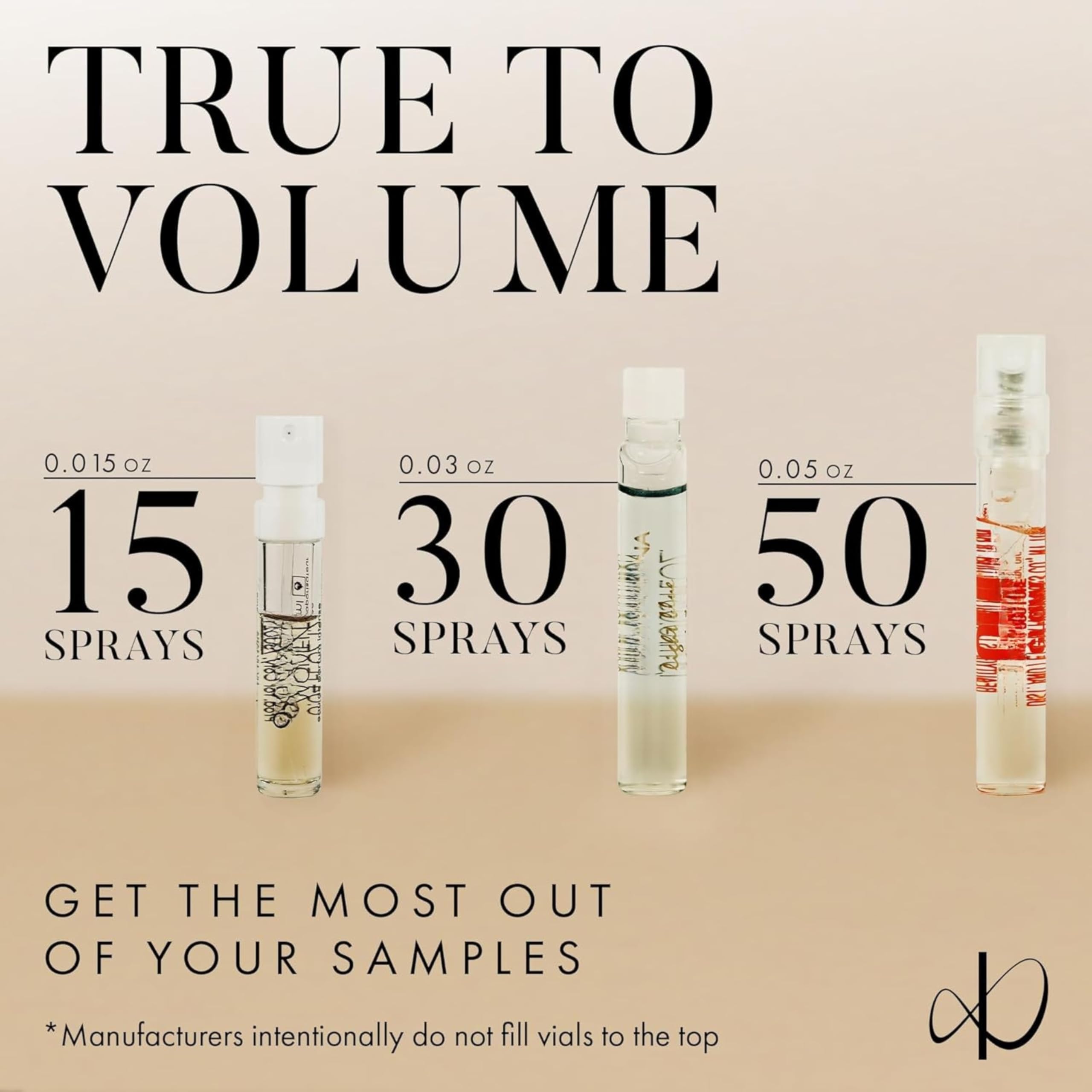Infinite Scents sample vial label detail marked SAMPLE NOT FOR SALE for authenticity