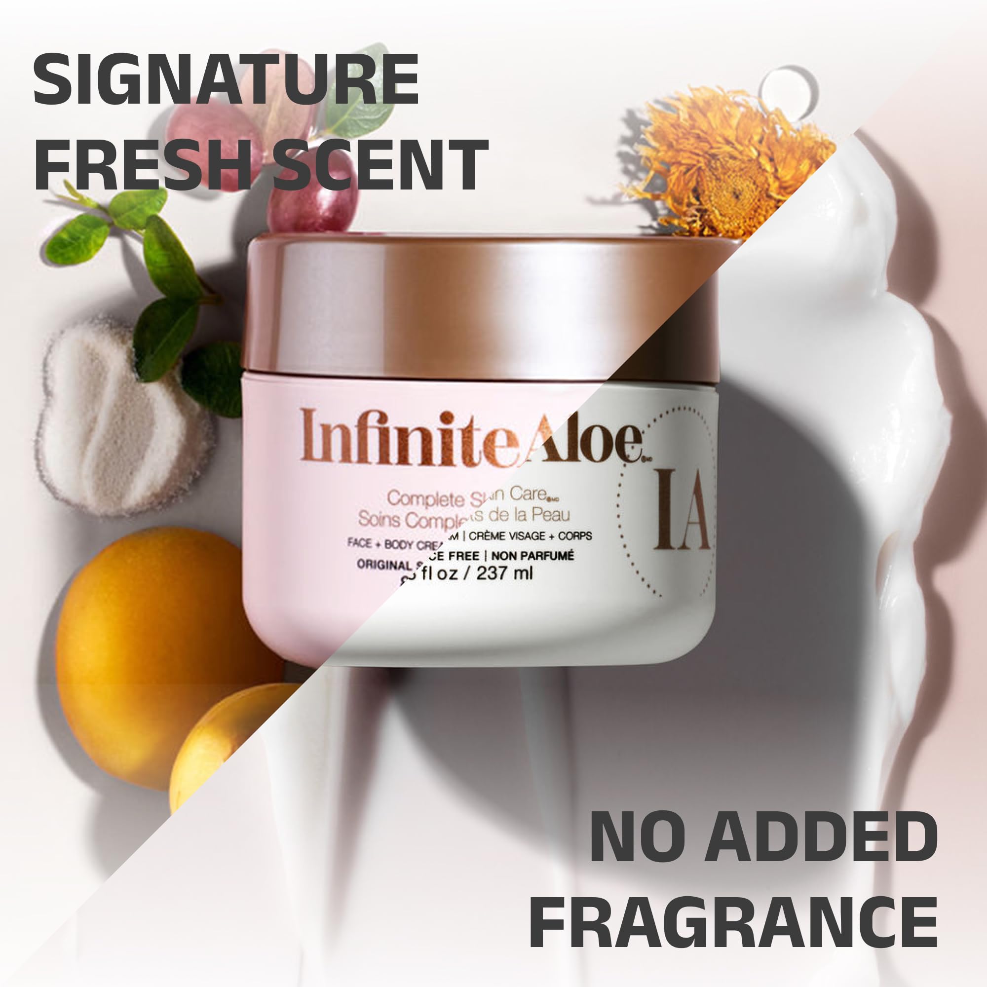 Size comparison of InfiniteAloe 8 oz jar and 0.5 oz travel jars for packing benefit