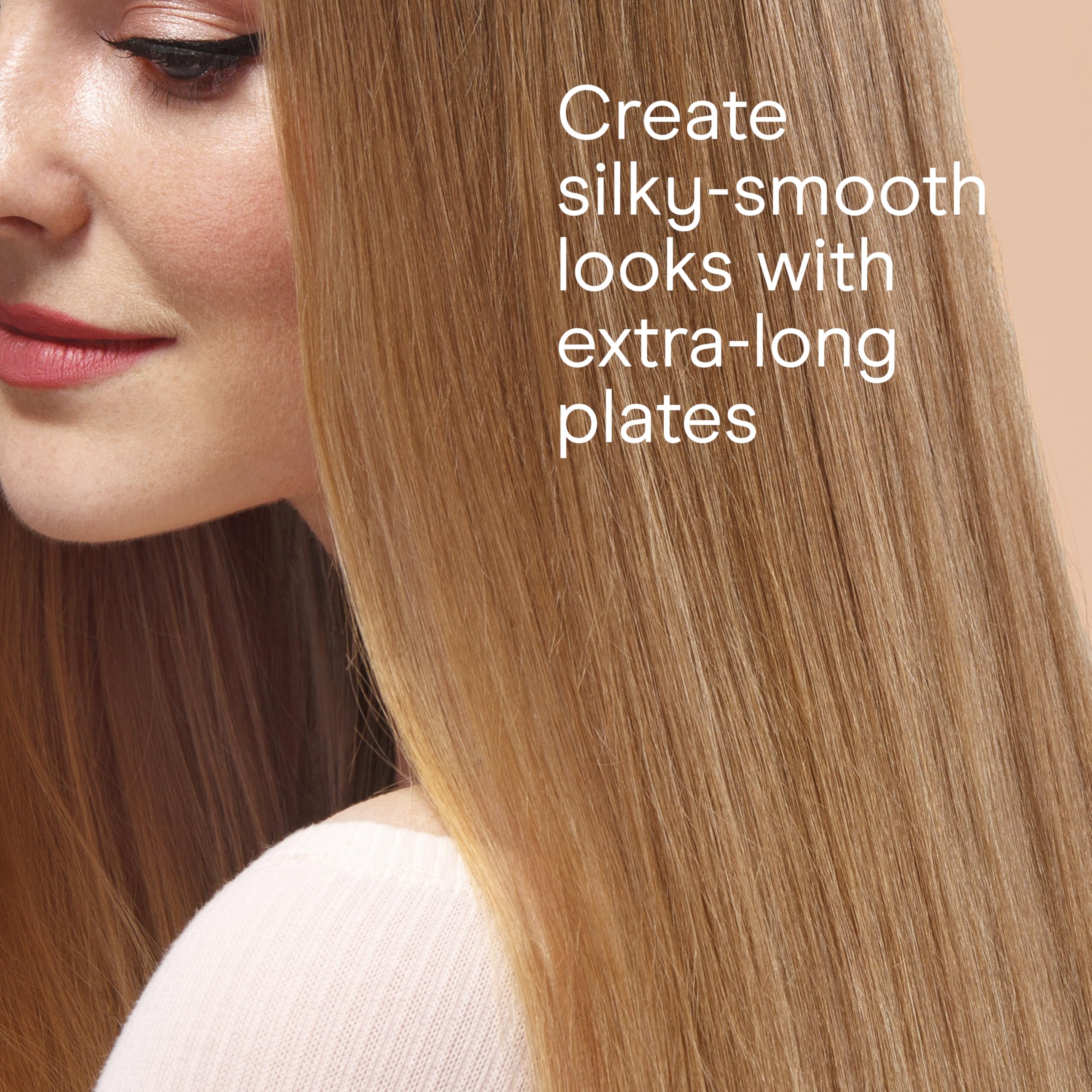 INFINITIPRO BY CONAIR extra-long plates next to standard iron, covers more hair
