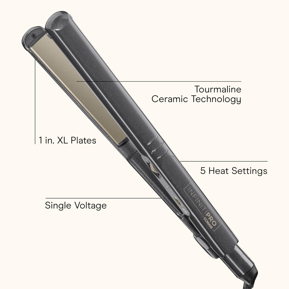 INFINITIPRO BY CONAIR closeup of tourmaline ceramic plates for reduced frizz and shine