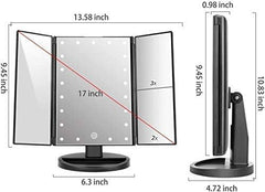 Infitrans mirror 3x magnification close-up to inspect brows and apply precise eyeliner
