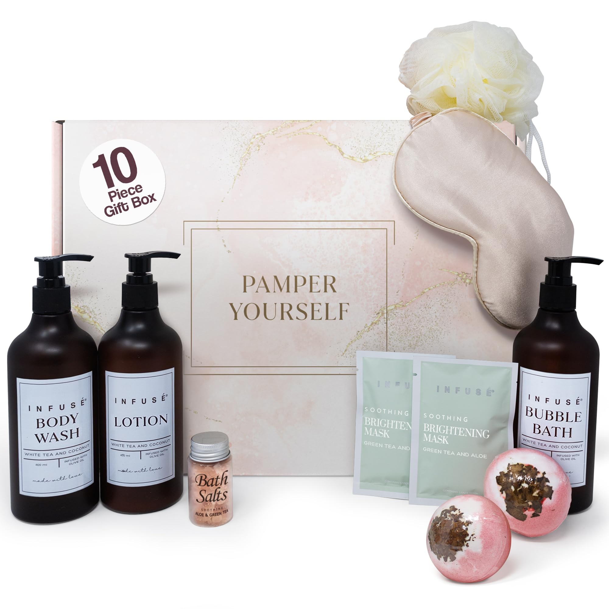 INFUSÉ front packaging shown, gift-ready presentation adds convenience