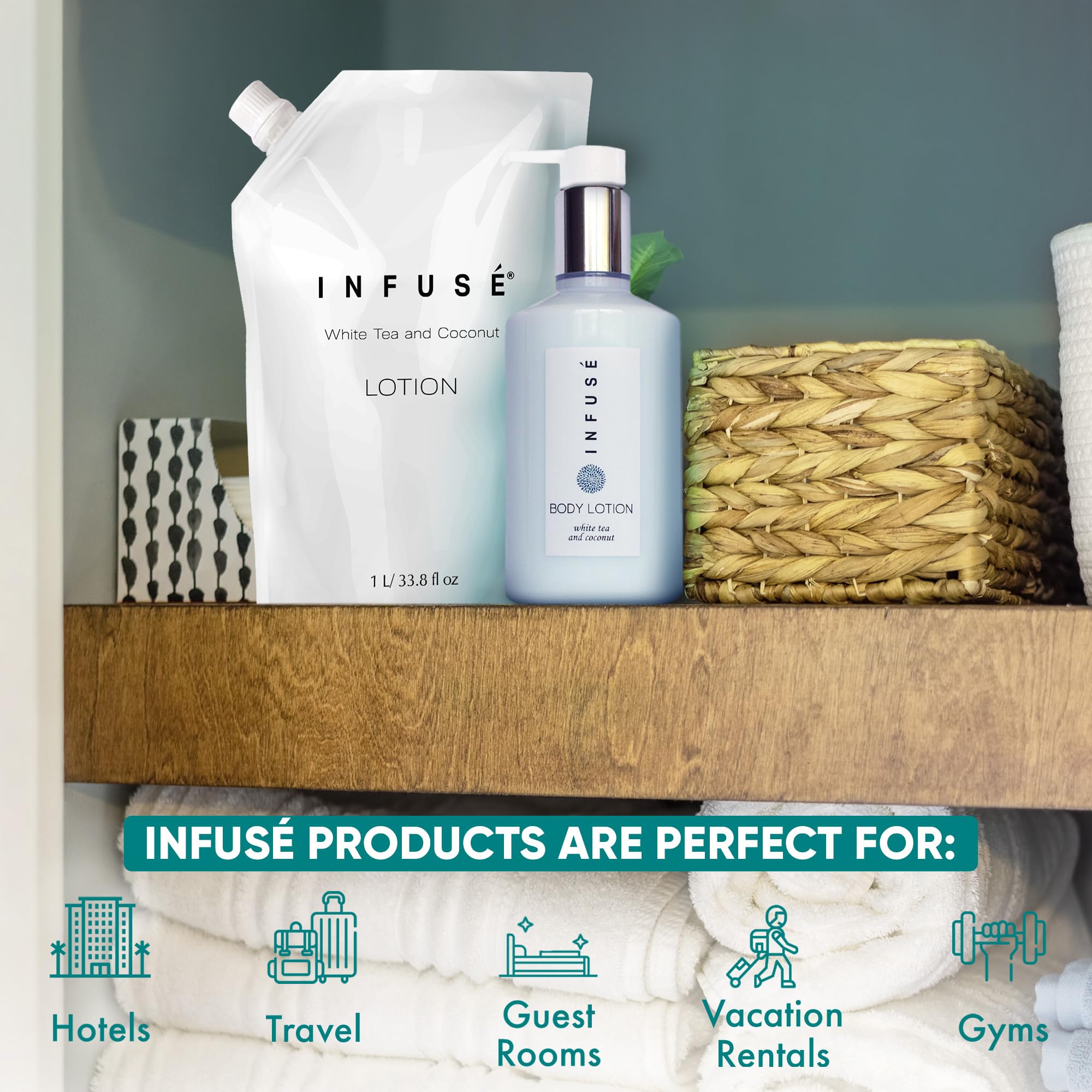INFUSÉ lotion texture close-up, demonstrates smooth moisturizing finish
