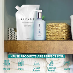 INFUSÉ lotion texture close-up, demonstrates smooth moisturizing finish
