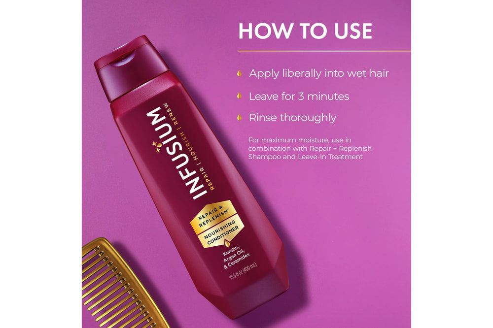 INFUSIUM 23 shampoo in hand lathering to cleanse without overdrying