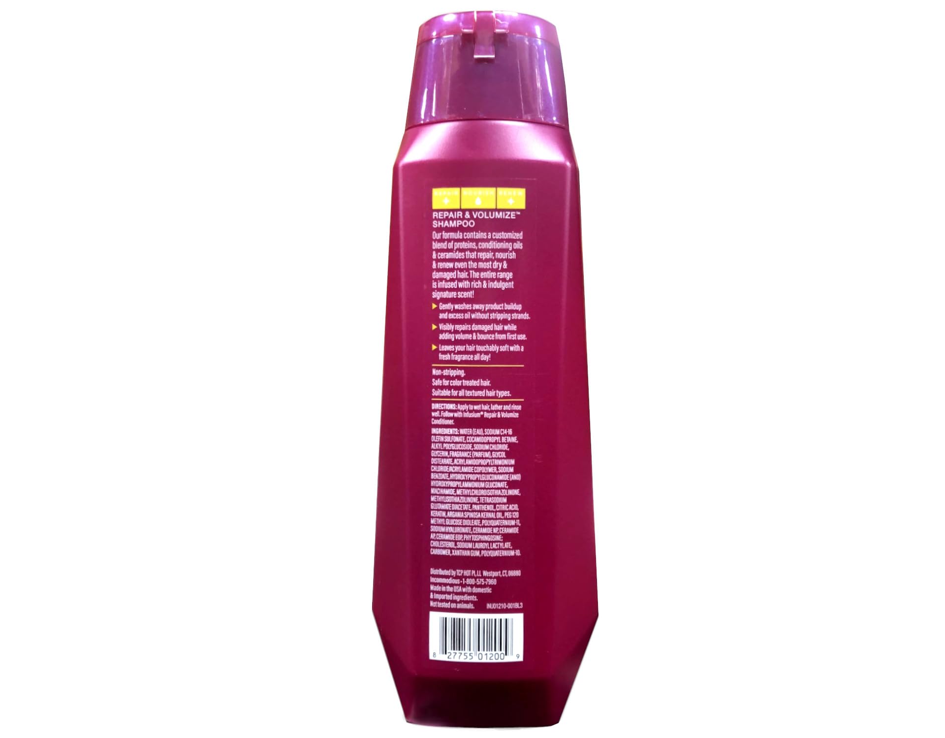 INFUSIUM 23 bottle beside ruler showing 13.5 oz size and scale