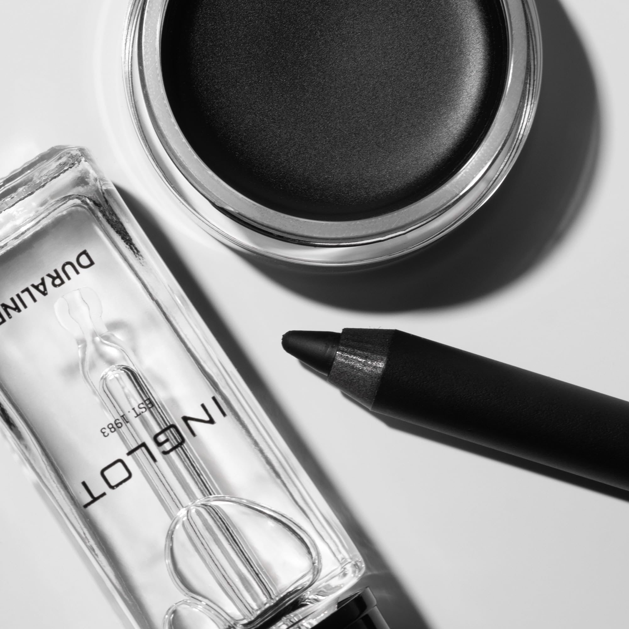 Inglot close-up of matte line shows intense black pigment and longevity benefit