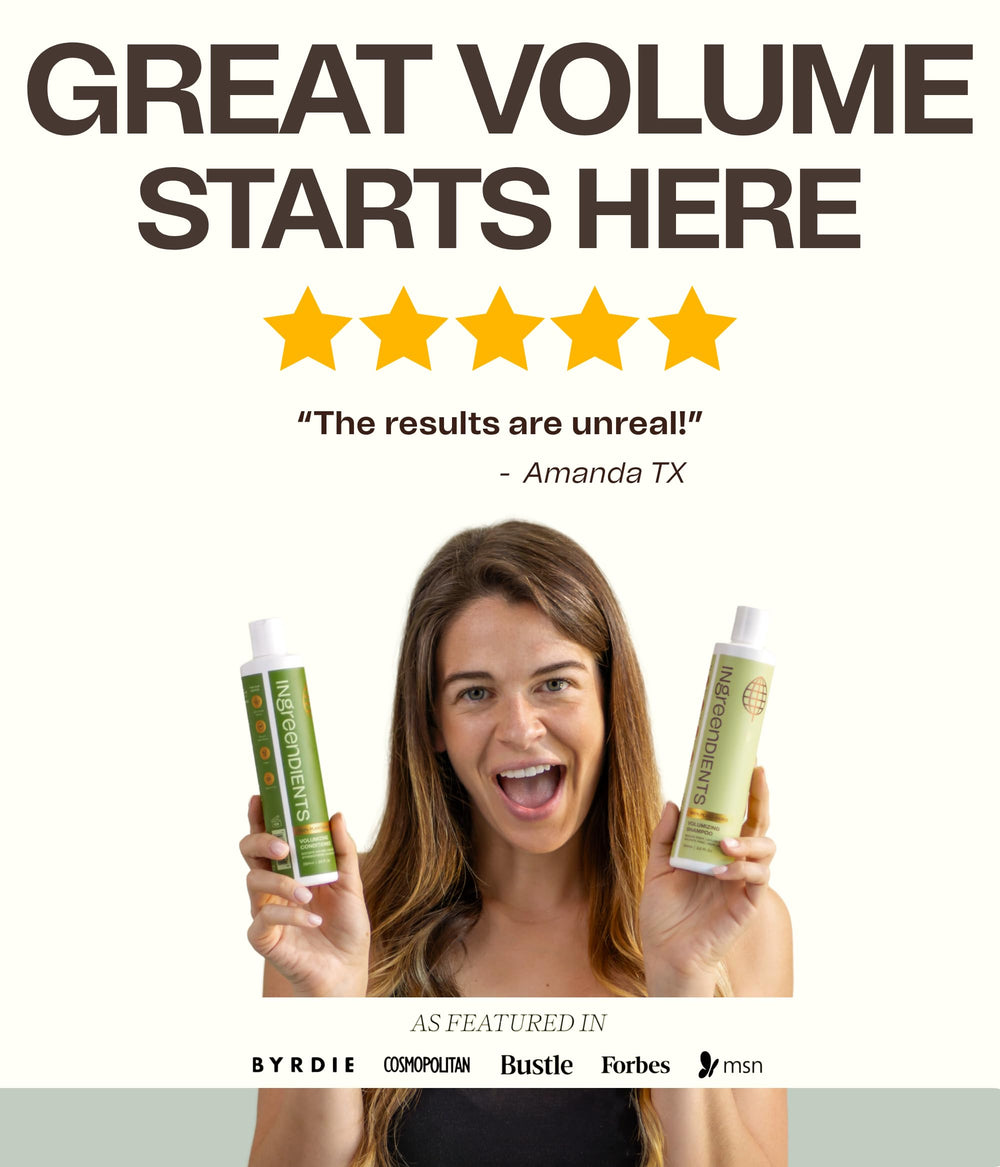 Ingreendients product being applied to wet hair, supports root-lifting action