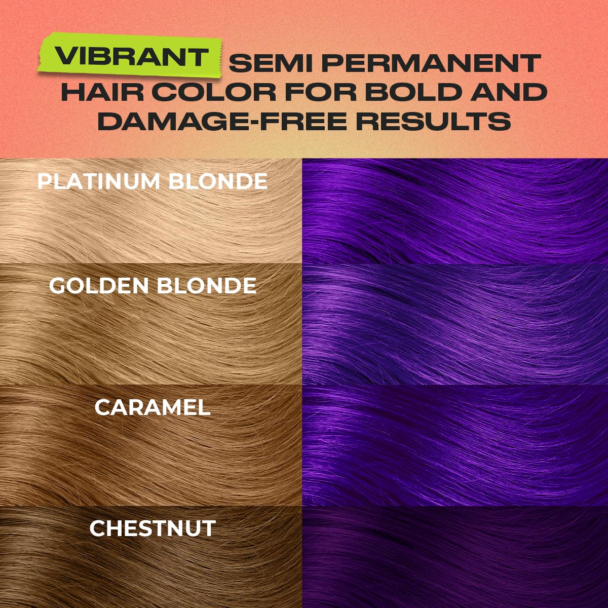 INH applying purple dye to blonde hair, benefit of even vibrant coverage