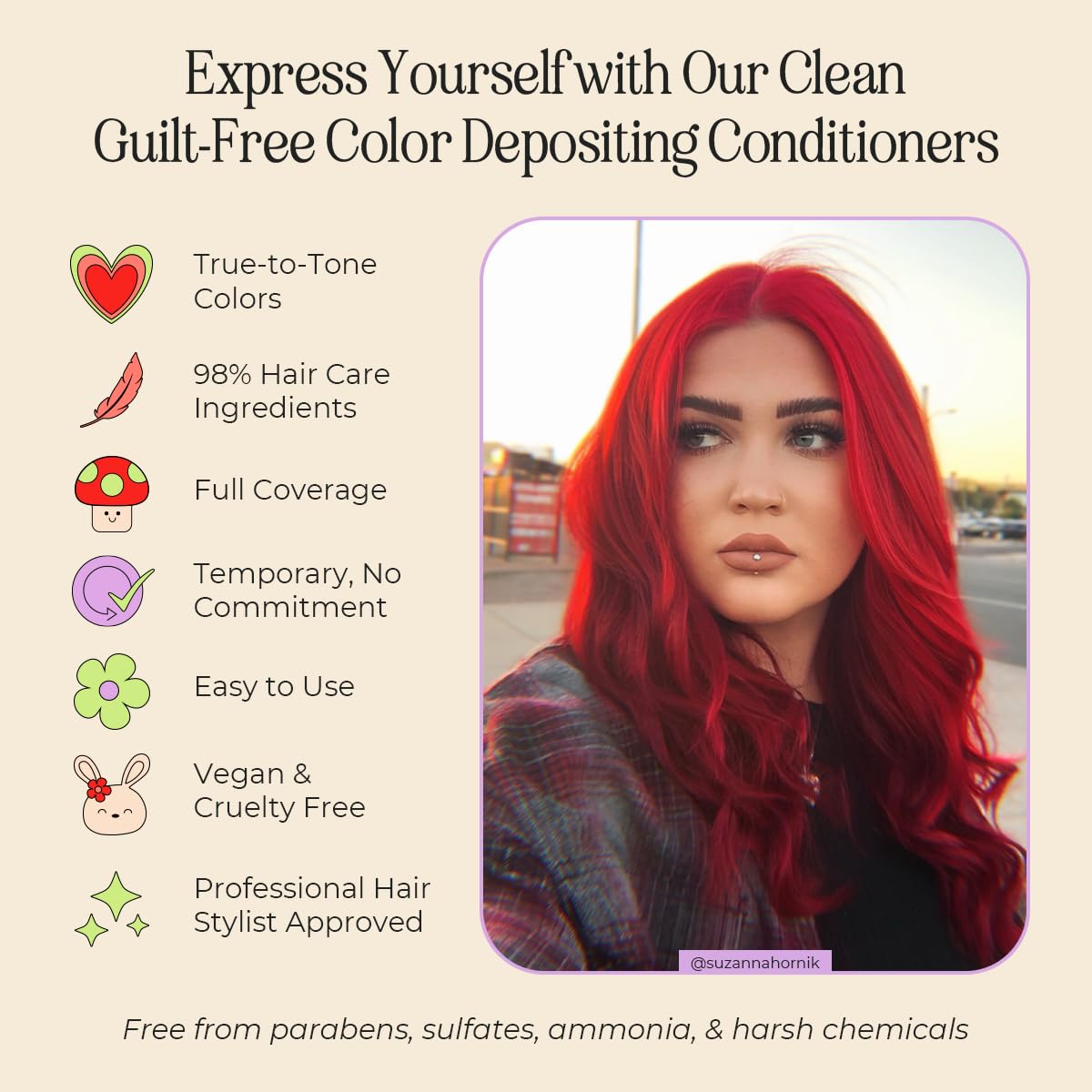 INH before and after swatch showing ruby red visible deposit and refresh benefit