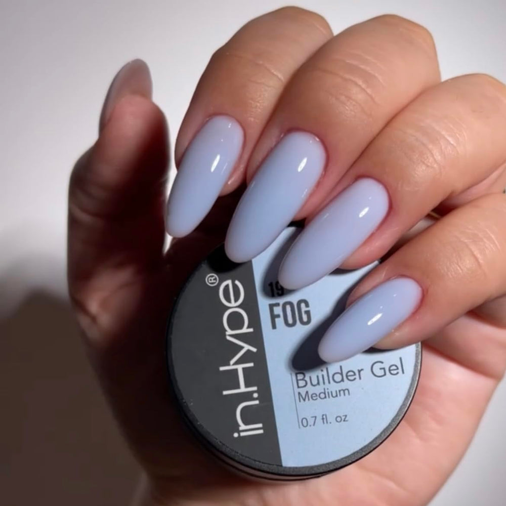 IN.HYPE gel applied on nail form demonstrating controlled build and arch creation benefit