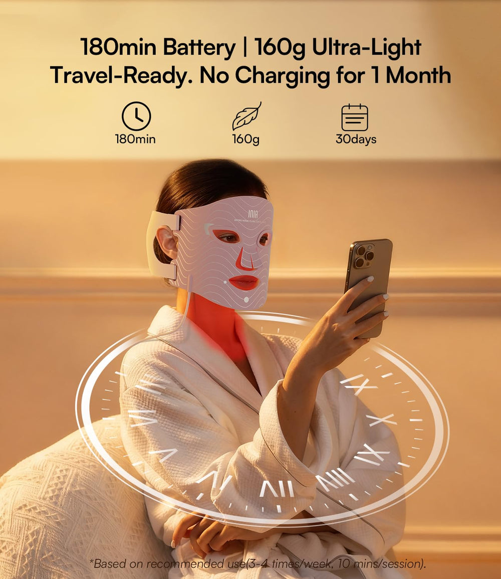 INIA mask next to hand for scale demonstrating compact design and portable convenience