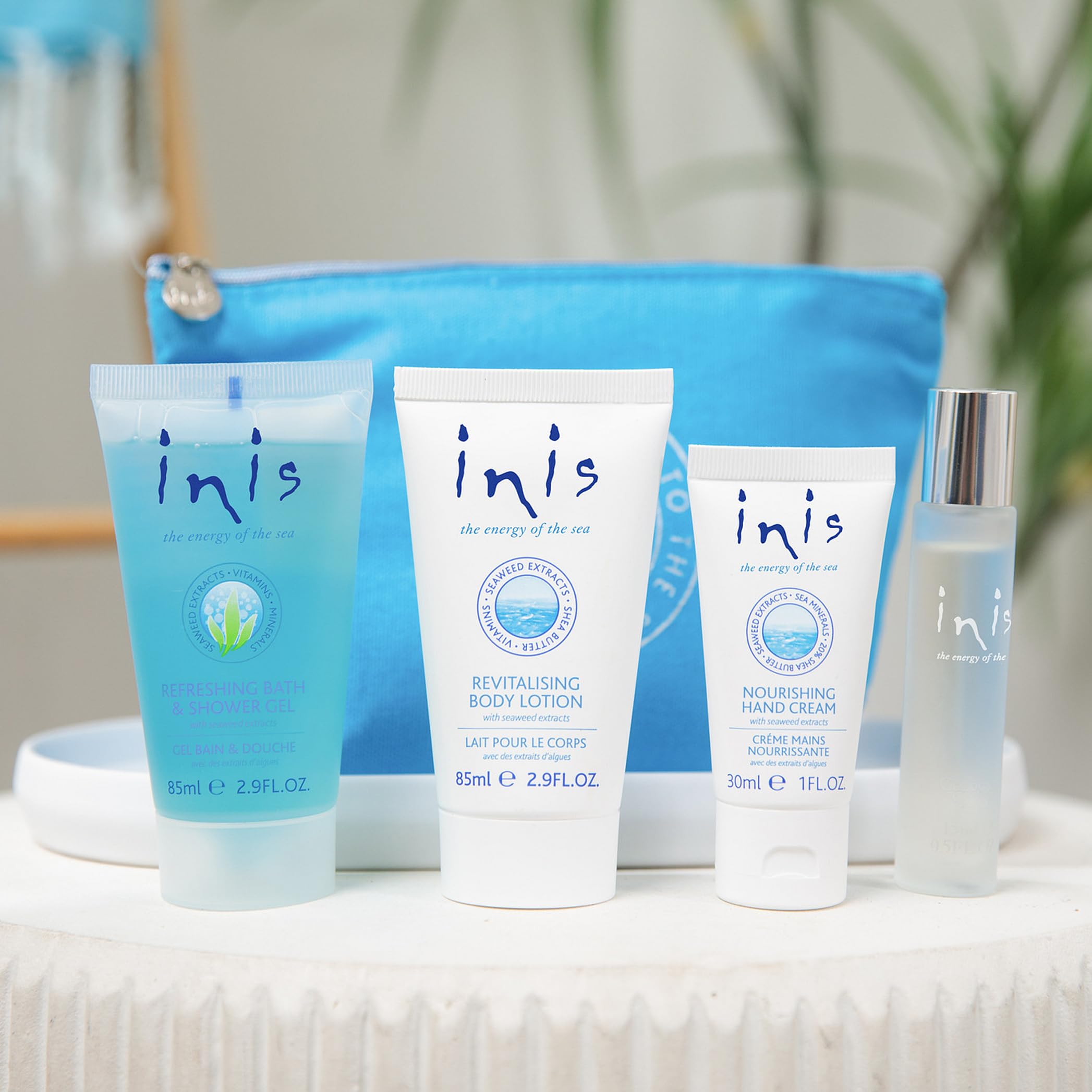 Inis body lotion texture swatch on skin illustrating lightweight hydration