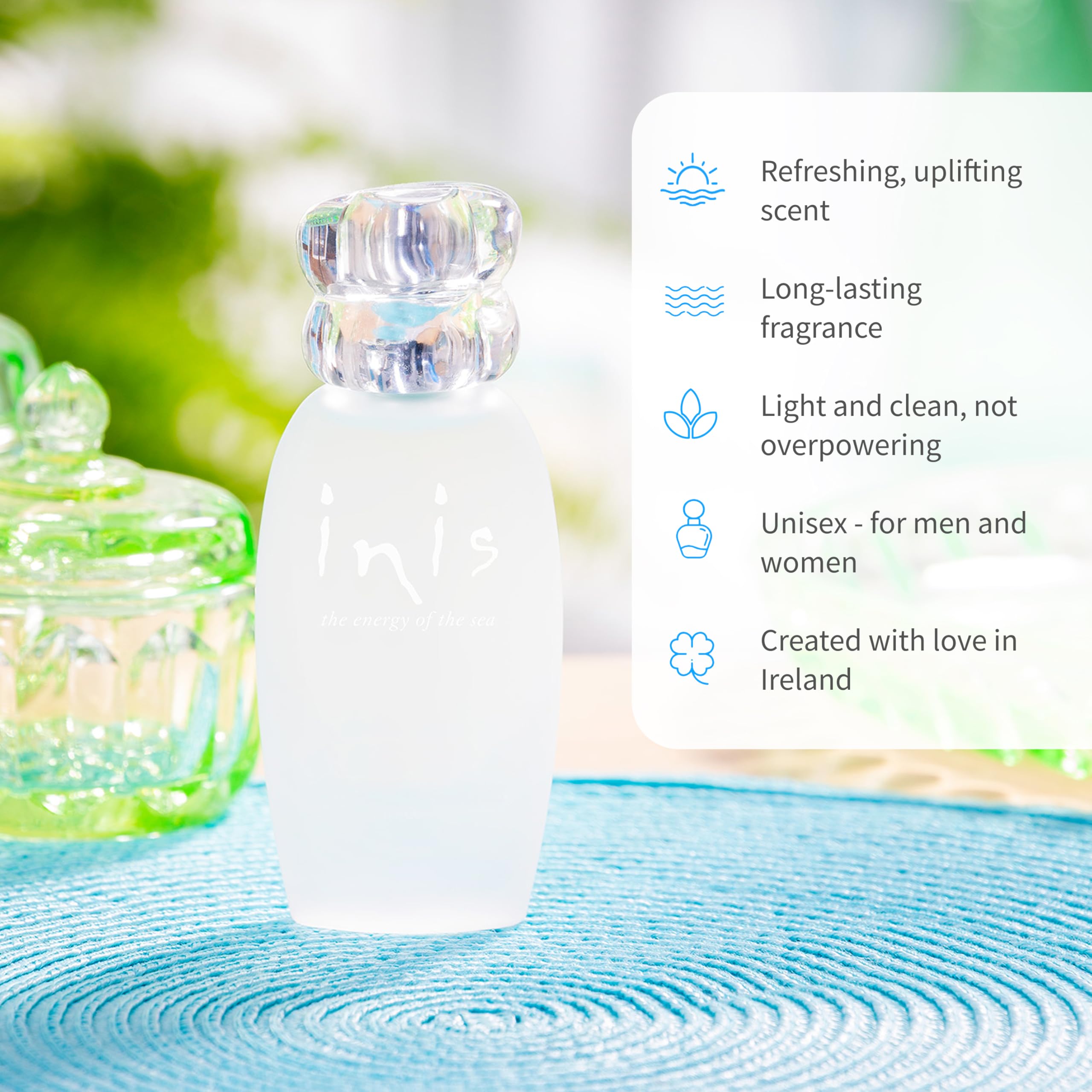 Inis the Energy of the Sea fine mist spraying from nozzle illustrating easy application and freshness