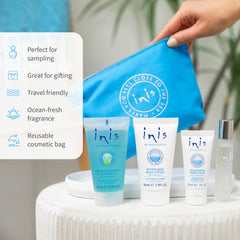 Inis nourishing hand cream tube label visible and showing moisturizing hand care