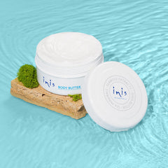 Arrangement of seaweed and shea ingredients representing Inis nourishing formulation