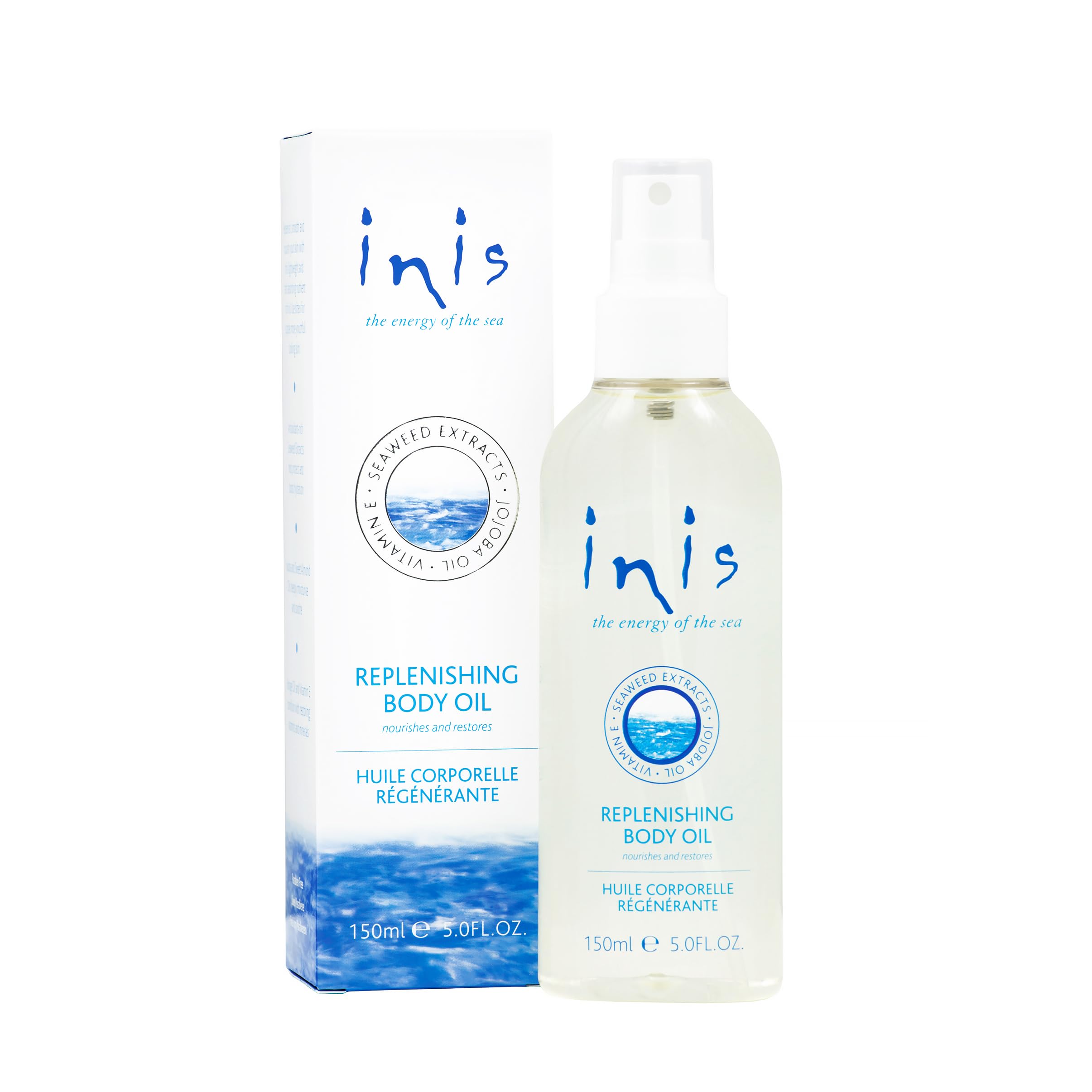 Inis front packaging showing bottle and label, brand hydration benefit