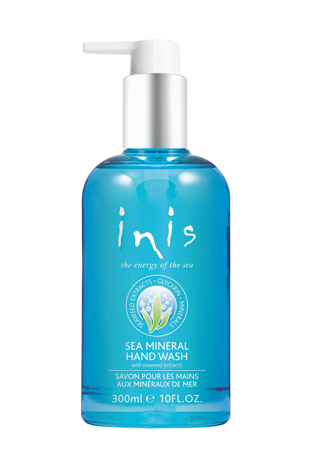 Inis front packaging showing ocean-inspired bottle and welcoming sink presence