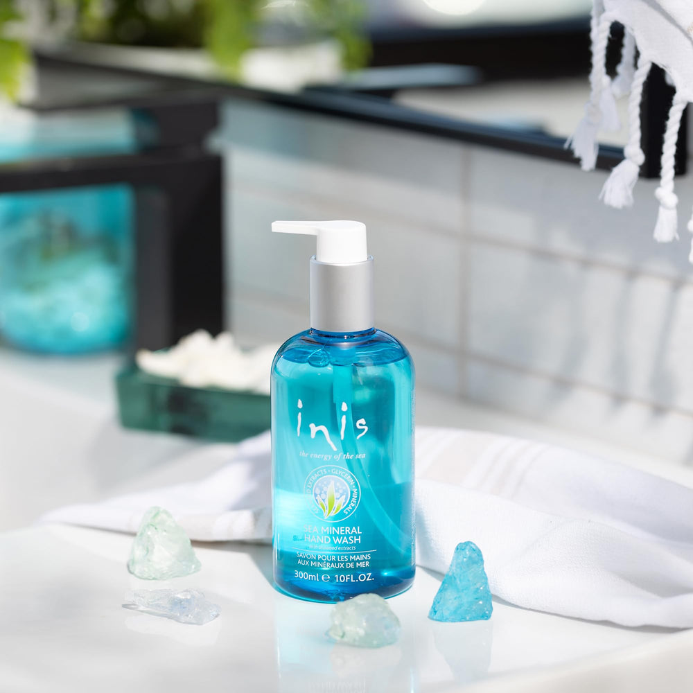 Inis pump dispenser detail for easy, controlled hand soap dispensing benefit