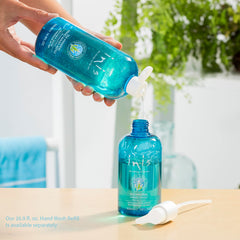 Inis bottle beside a common soap for scale demonstrating compact 10 fl oz size