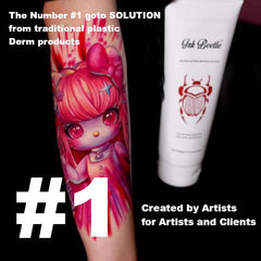 Ink Beetle application on fresh tattoo demonstrating gentle protection