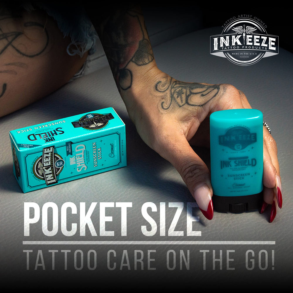INK-EEZE label and ingredients list emphasizing vegan and reef-friendly benefits