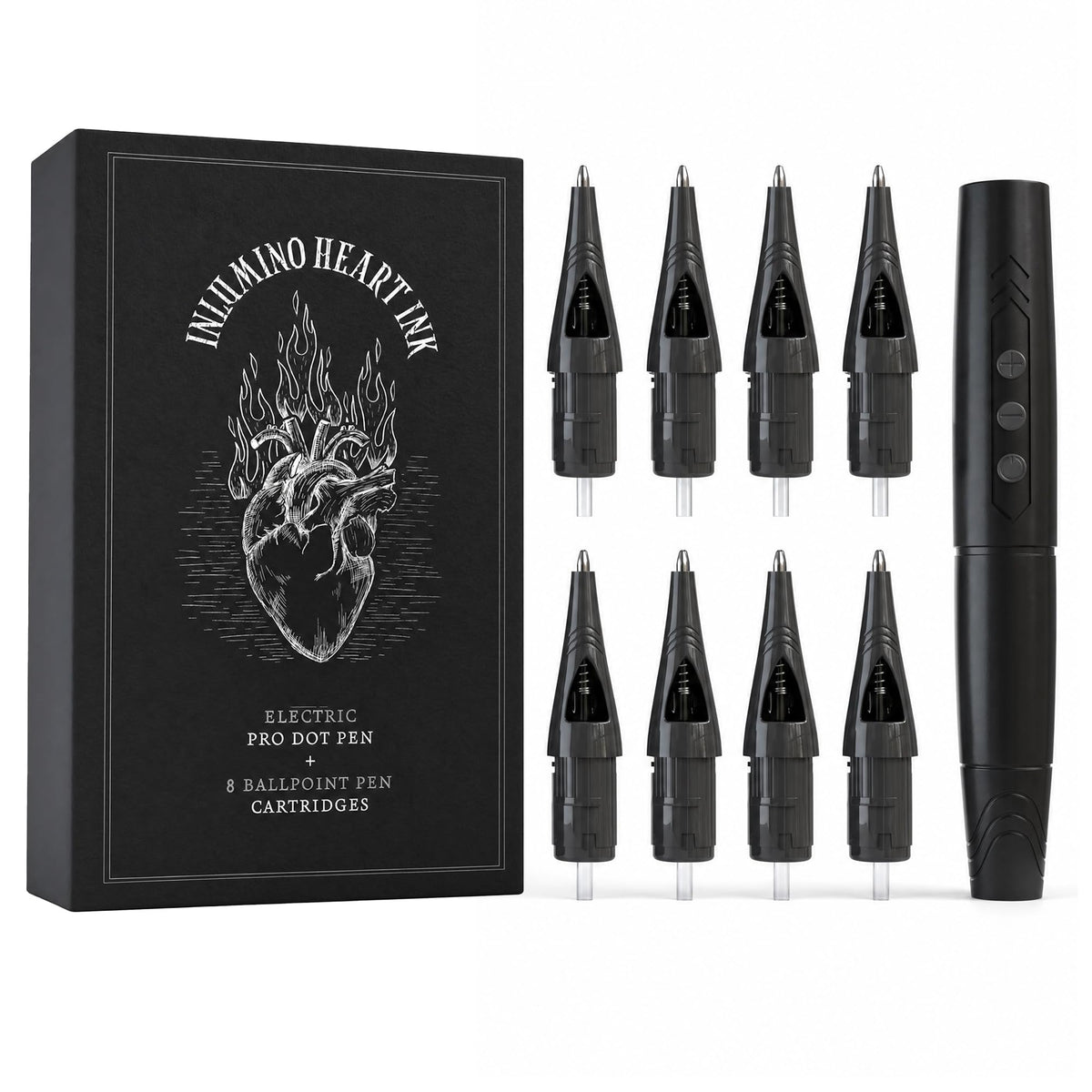Inlumino Heart Ink pen front view showing ergonomic grip and professional balance benefit