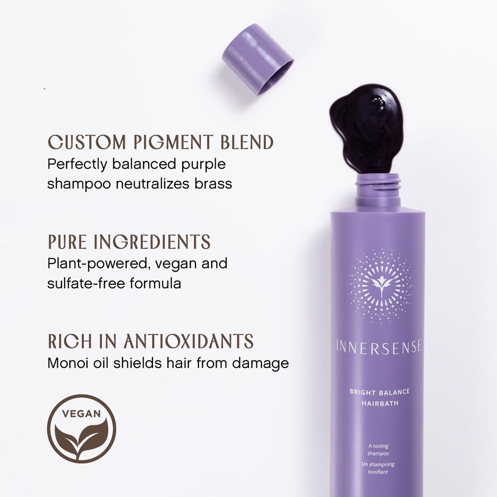 INNERSENSE shampoo lather on wet blonde hair reducing brassiness