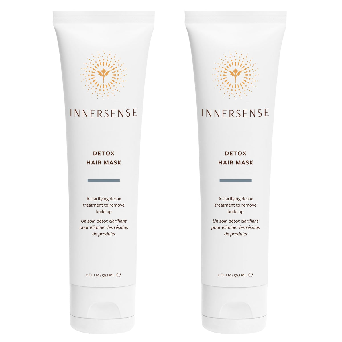 INNERSENSE front packaging showing two 2oz detox mask jars and labels benefit gentle clarification