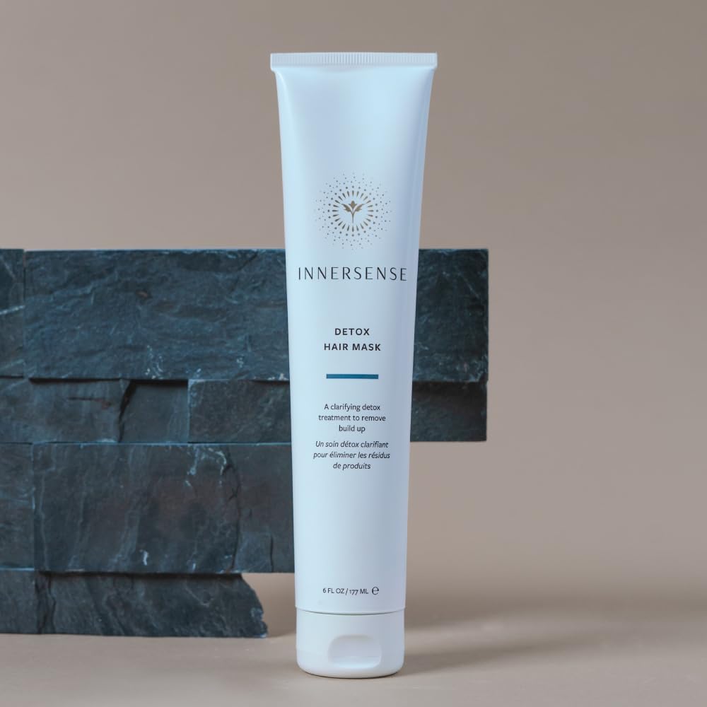 INNERSENSE detox hair mask in hand for scale and 6oz size clarity