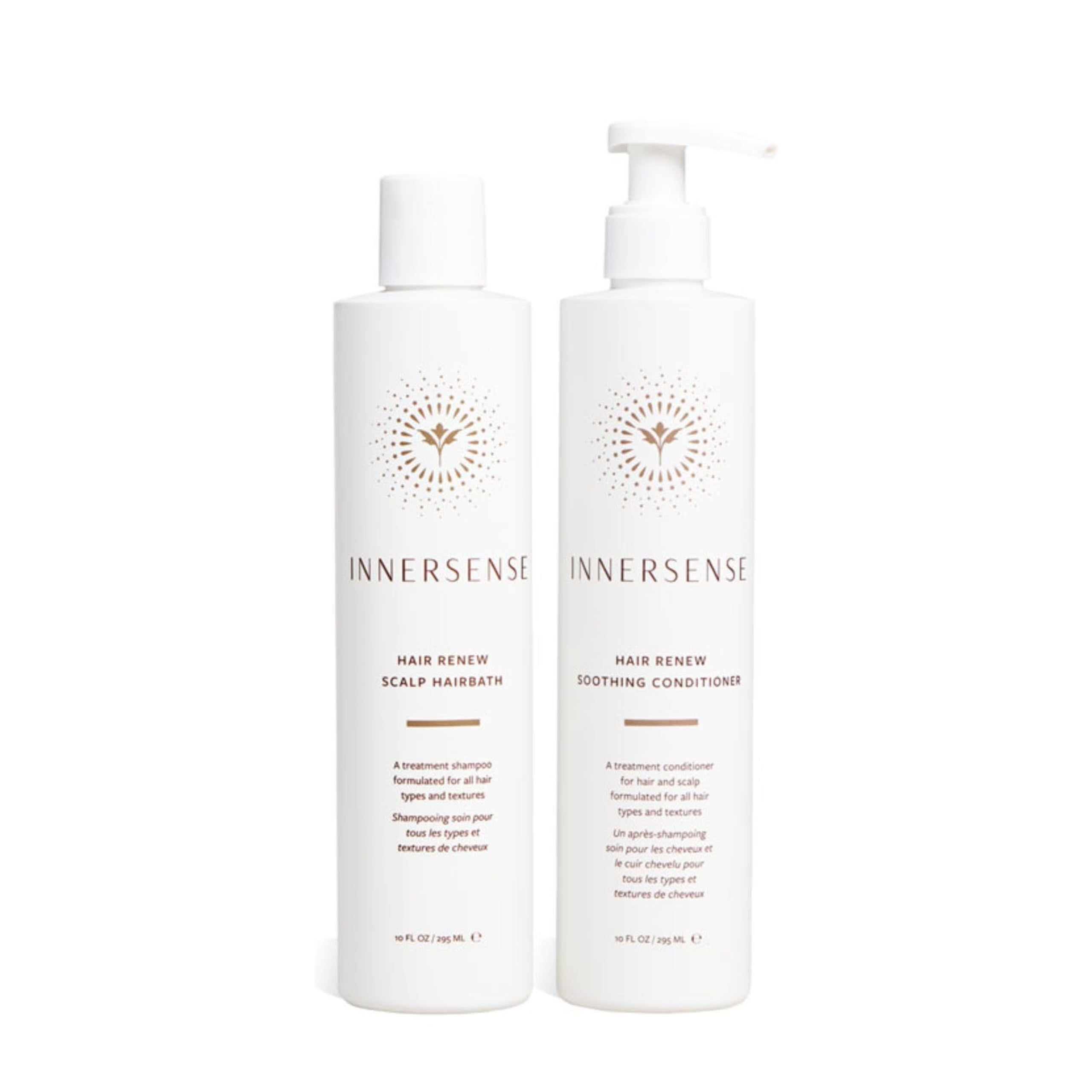 INNERSENSE front packaging of the Hair Renew Scalp Balance Duo showing product labels and benefits