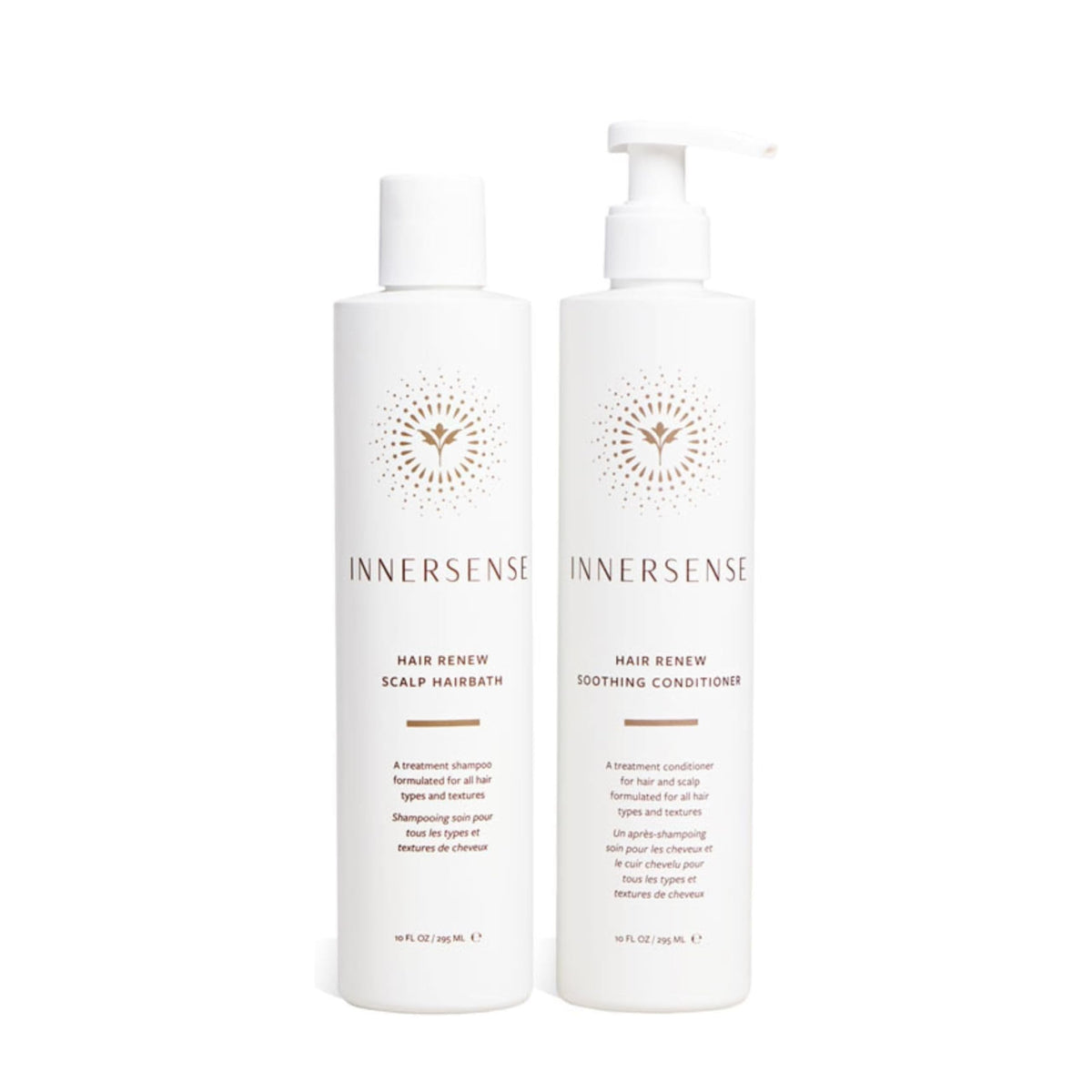 INNERSENSE front packaging of the Hair Renew Scalp Balance Duo showing product labels and benefits