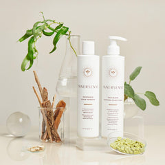 INNERSENSE applying Hairbath while massaging scalp for soothing circulation and reduced flakes