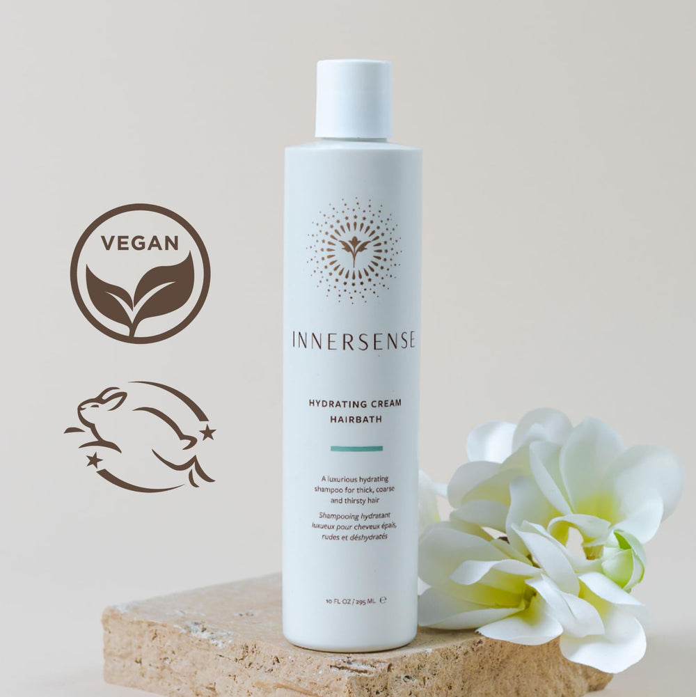 INNERSENSE shampoo lather on damp hair demonstrates gentle cleansing benefit